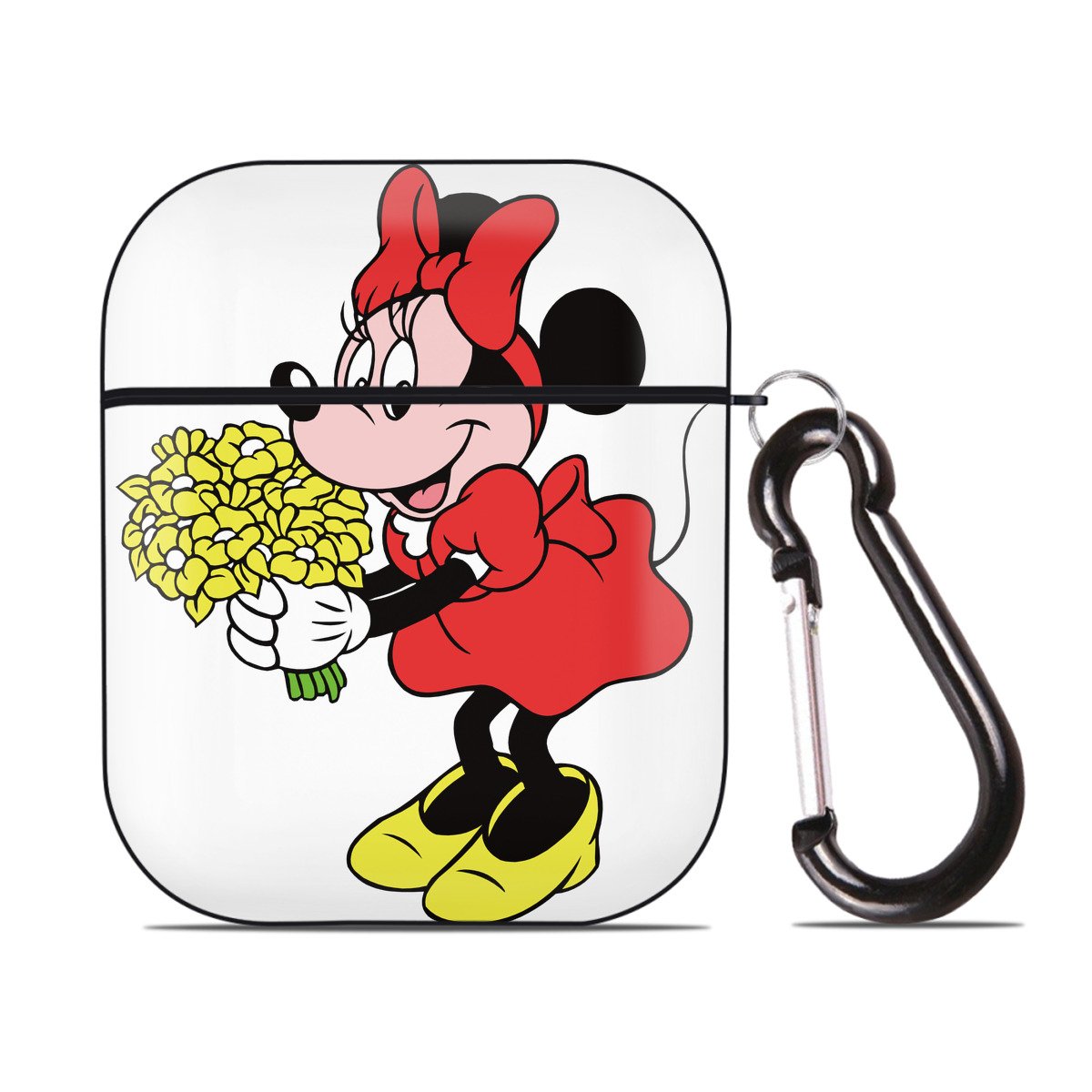 （画像用） ミッキーマウス Mickey Mouse AirPods 第2世代保護ケース ハードシェル ブラック 耐衝撃・防指紋・カラビナ付き