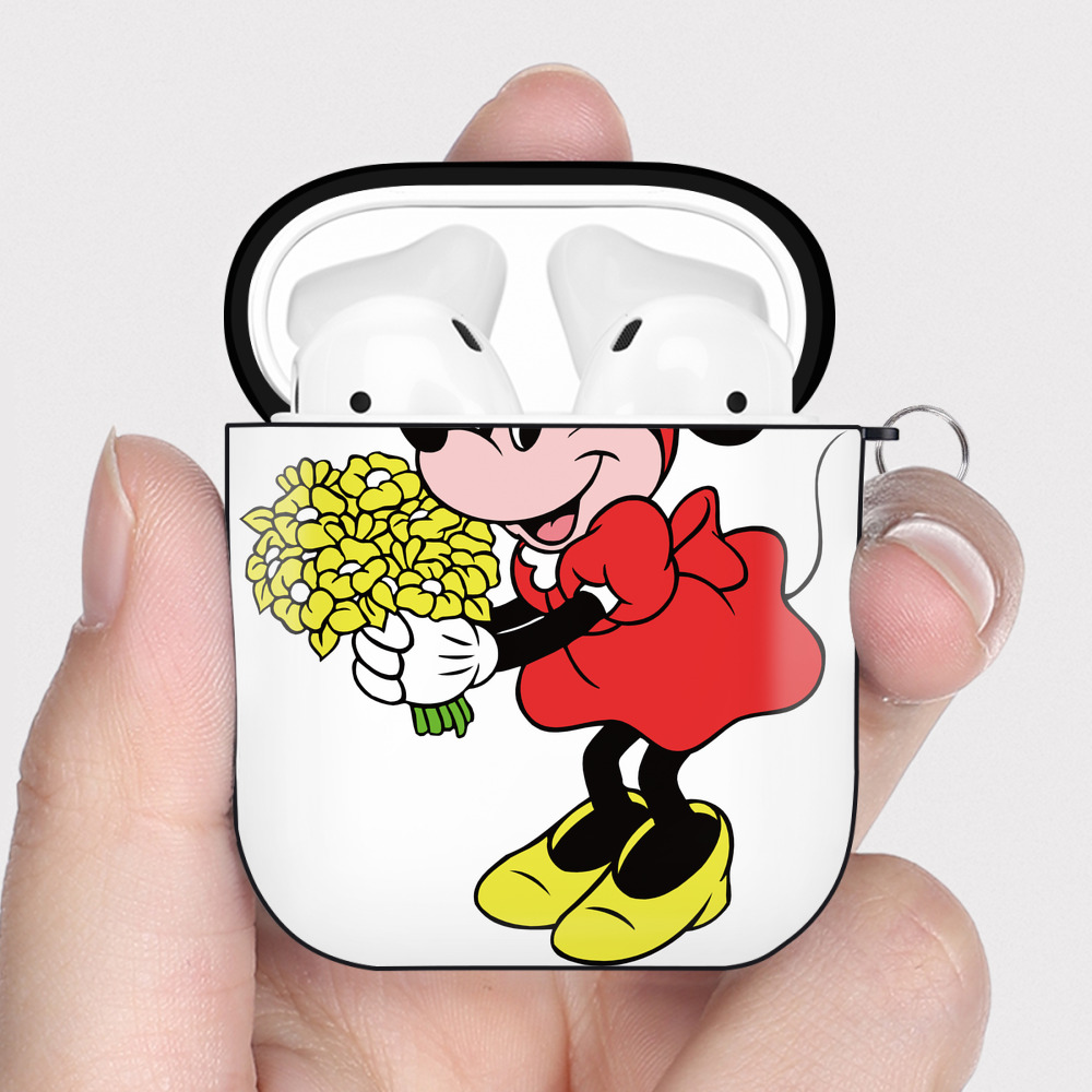 （画像用） ミッキーマウス Mickey Mouse AirPods 第2世代保護ケース ハードシェル ブラック 耐衝撃・防指紋・カラビナ付き