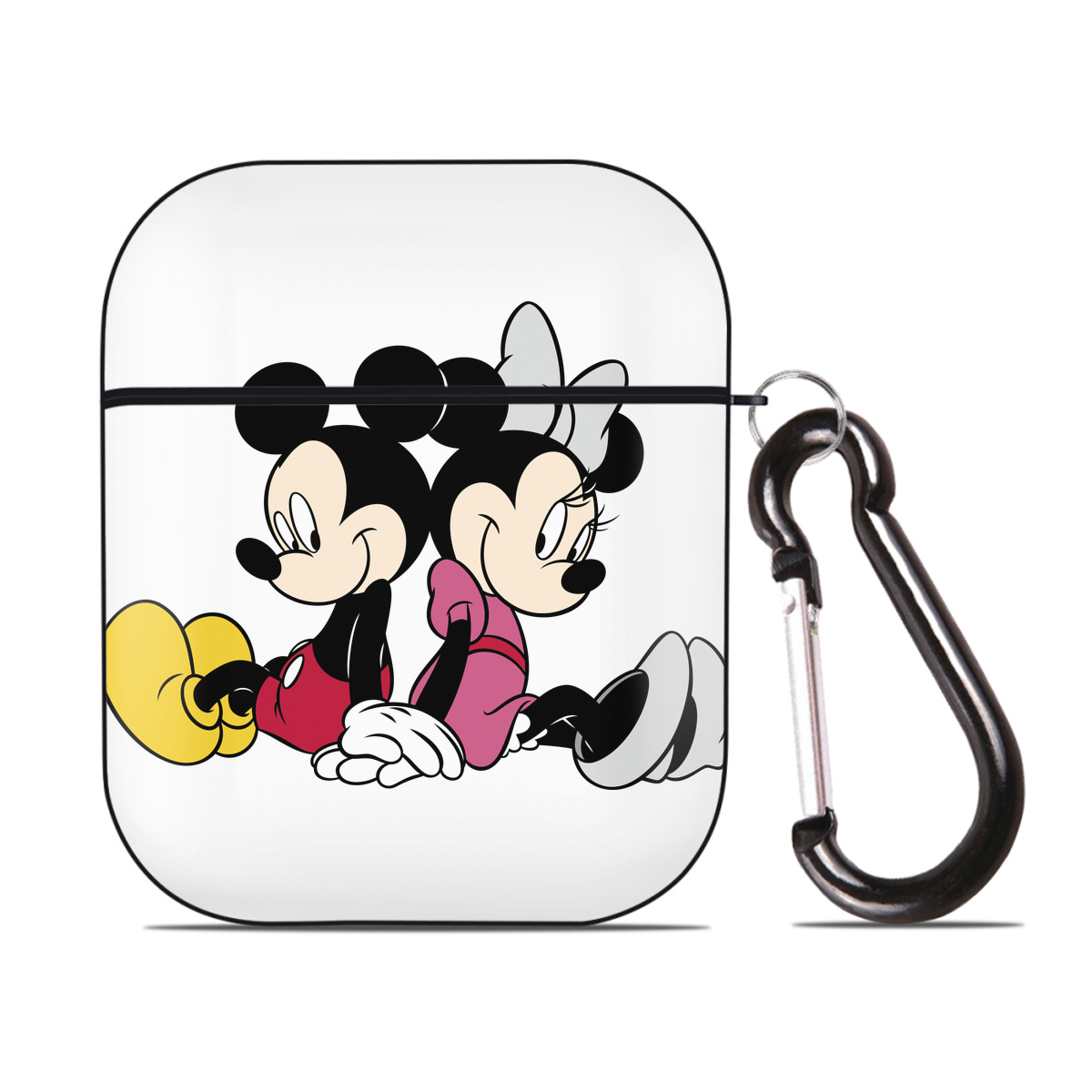 （画像用） ミッキーマウス Mickey Mouse AirPods 第2世代保護ケース ハードシェル ブラック 耐衝撃・防指紋・カラビナ付き