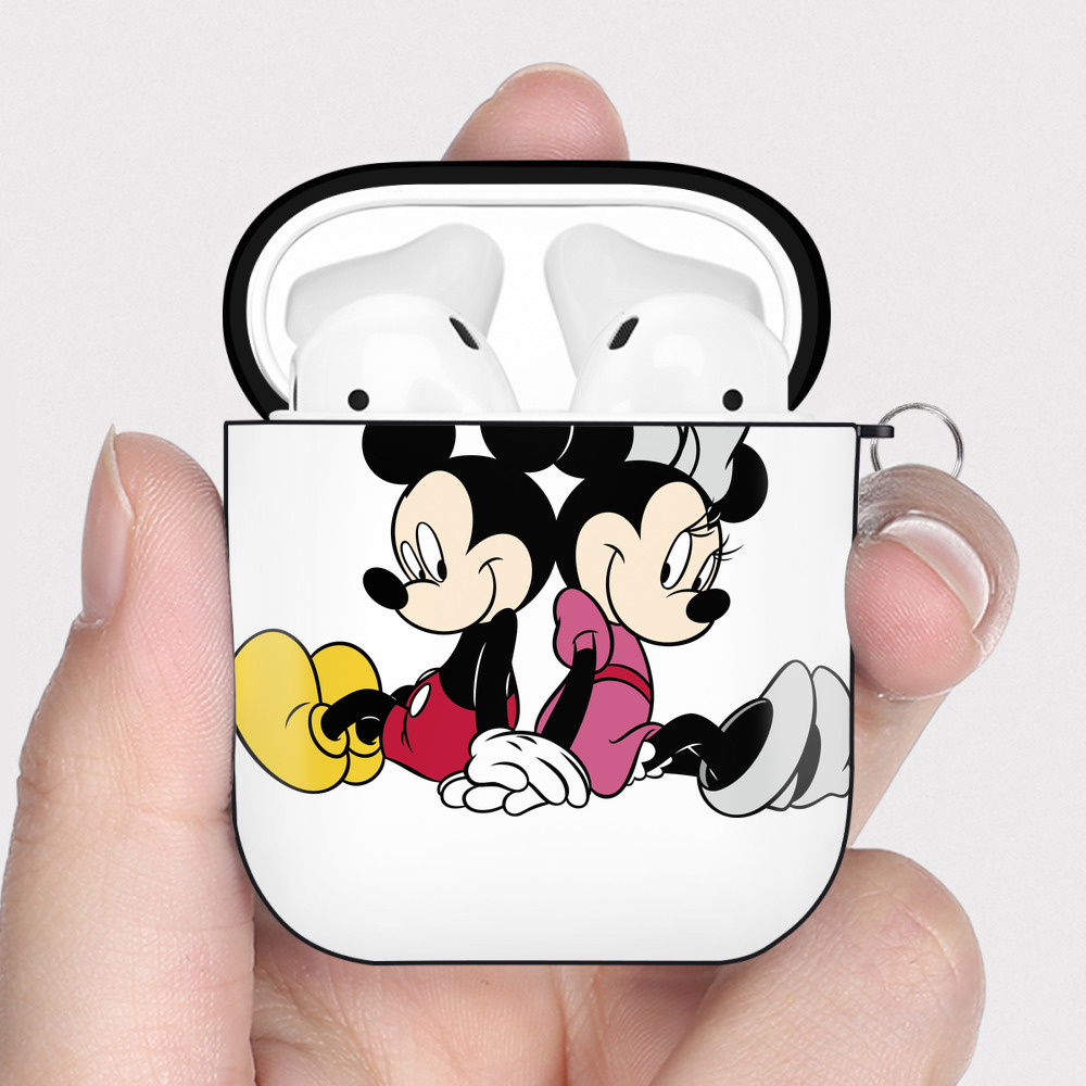 （画像用） ミッキーマウス Mickey Mouse AirPods 第2世代保護ケース ハードシェル ブラック 耐衝撃・防指紋・カラビナ付き