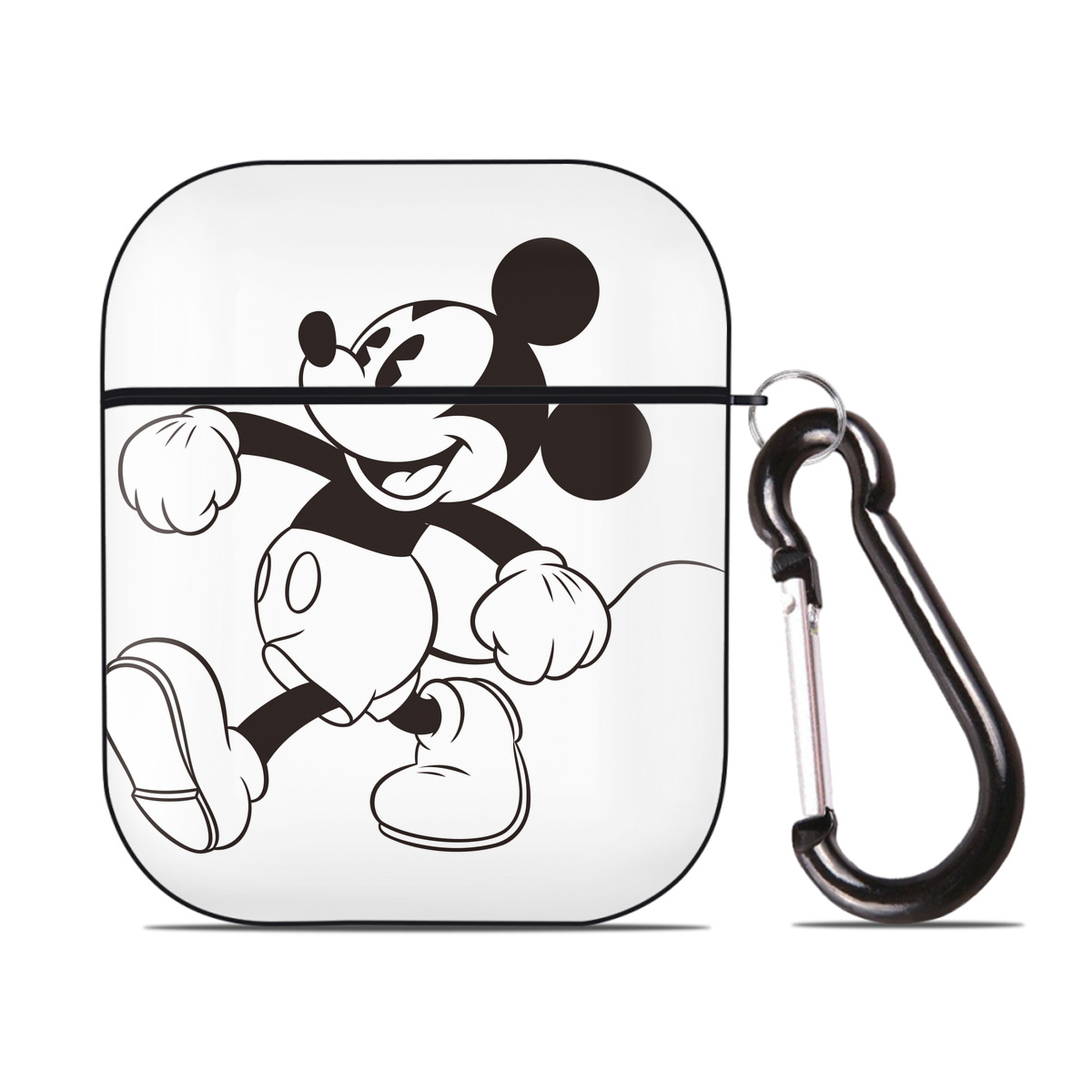 （画像用） ミッキーマウス Mickey Mouse AirPods 第2世代保護ケース ハードシェル ブラック 耐衝撃・防指紋・カラビナ付き