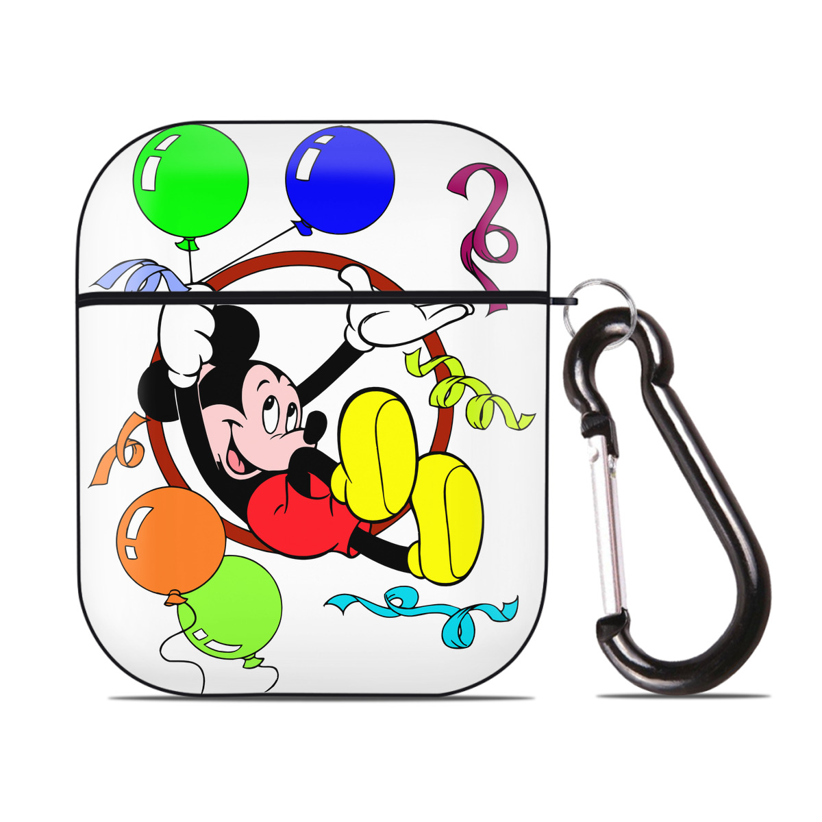 （画像用） ミッキーマウス Mickey Mouse AirPods 第2世代保護ケース ハードシェル ブラック 耐衝撃・防指紋・カラビナ付き