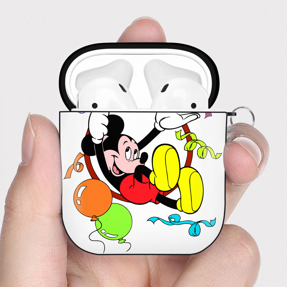 （画像用） ミッキーマウス Mickey Mouse AirPods 第2世代保護ケース ハードシェル ブラック 耐衝撃・防指紋・カラビナ付き