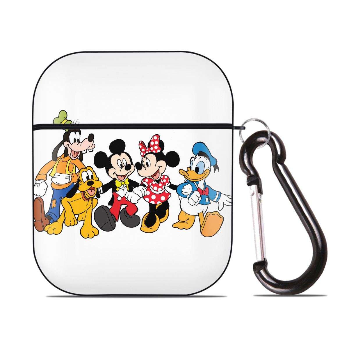 （画像用） ミッキーマウス Mickey Mouse AirPods 第2世代保護ケース ハードシェル ブラック 耐衝撃・防指紋・カラビナ付き