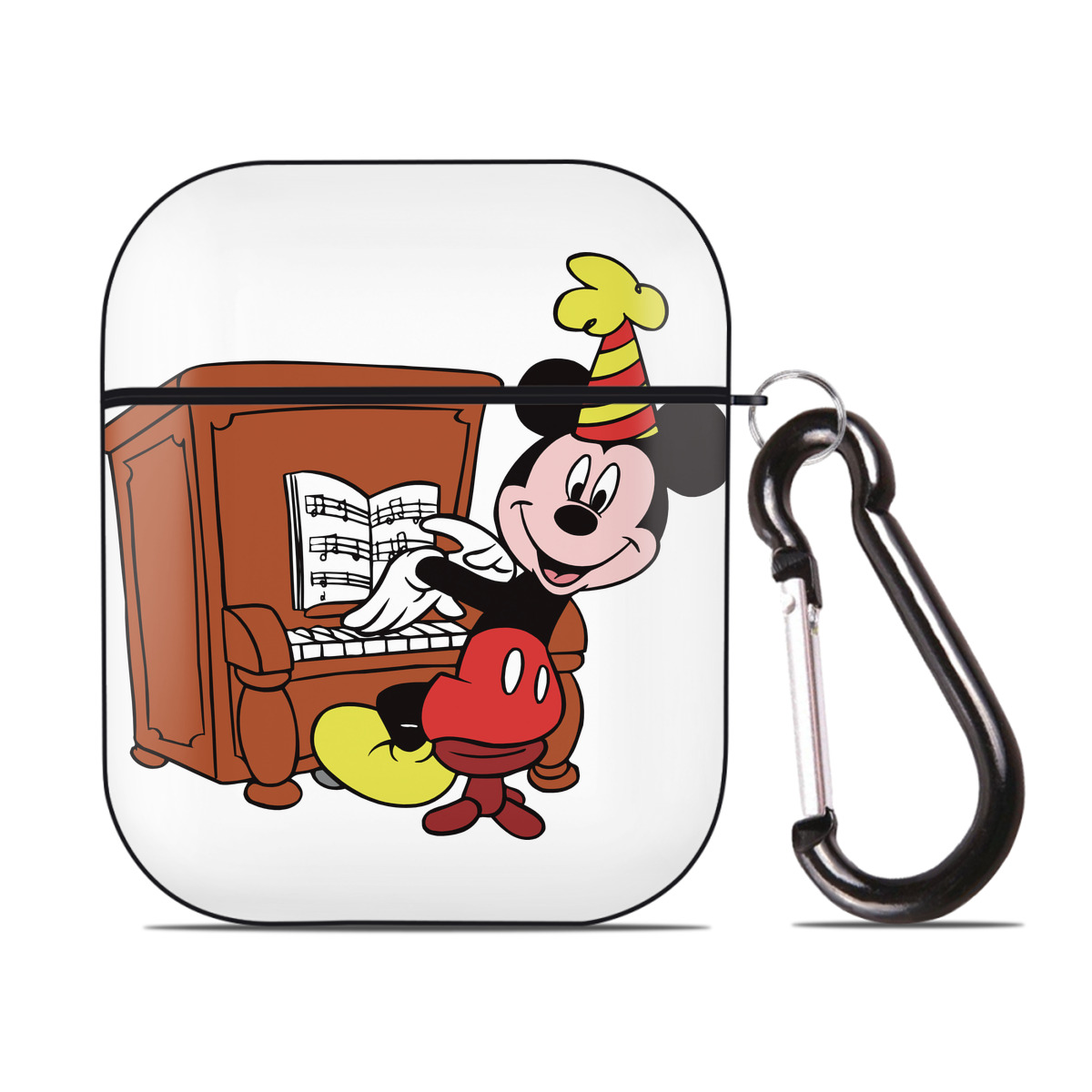 （画像用） ミッキーマウス Mickey Mouse AirPods 第2世代保護ケース ハードシェル ブラック 耐衝撃・防指紋・カラビナ付き