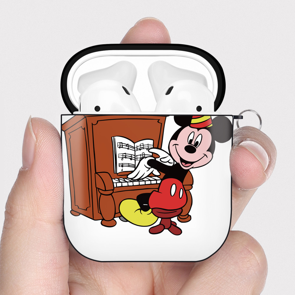 （画像用） ミッキーマウス Mickey Mouse AirPods 第2世代保護ケース ハードシェル ブラック 耐衝撃・防指紋・カラビナ付き