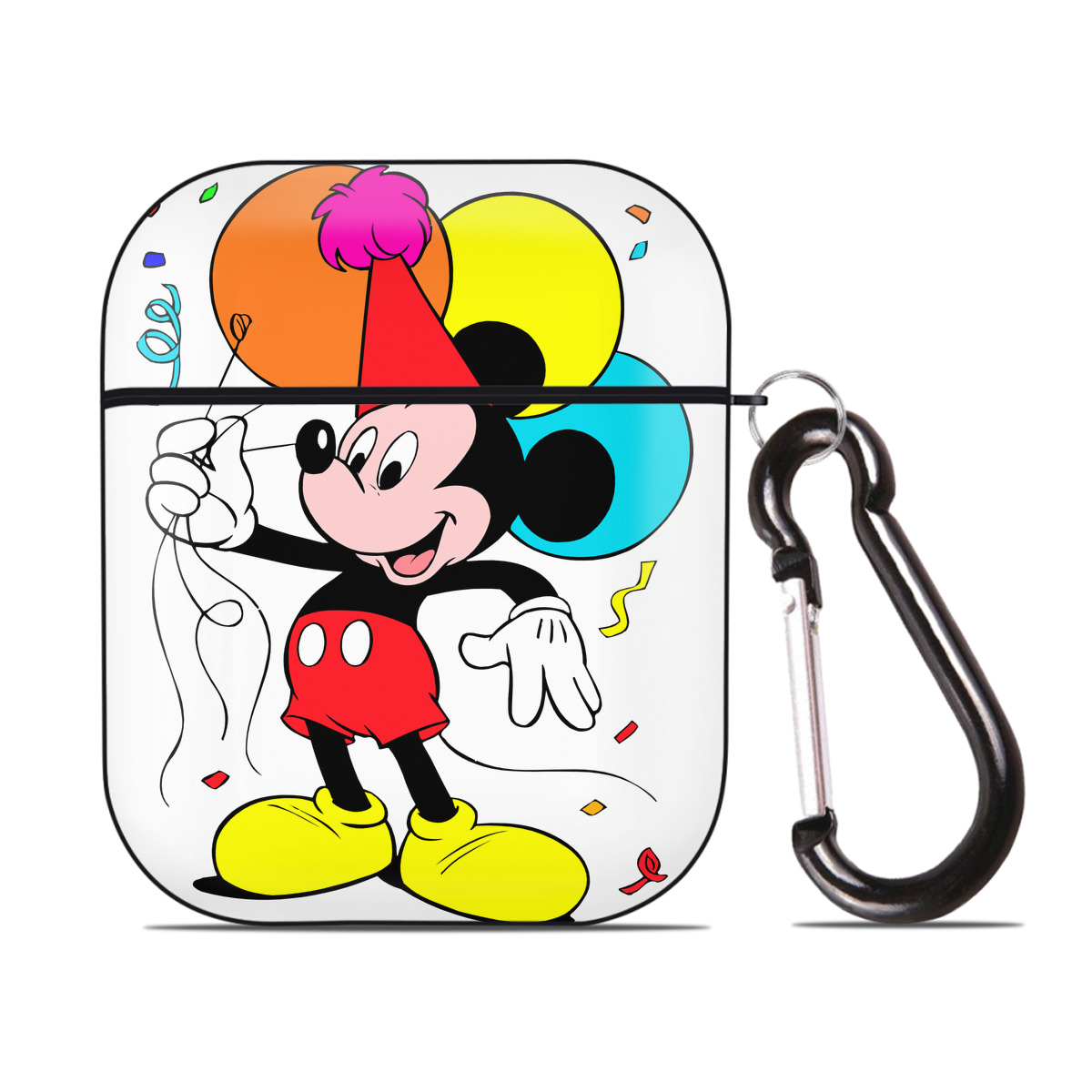 （画像用） ミッキーマウス Mickey Mouse AirPods 第2世代保護ケース ハードシェル ブラック 耐衝撃・防指紋・カラビナ付き