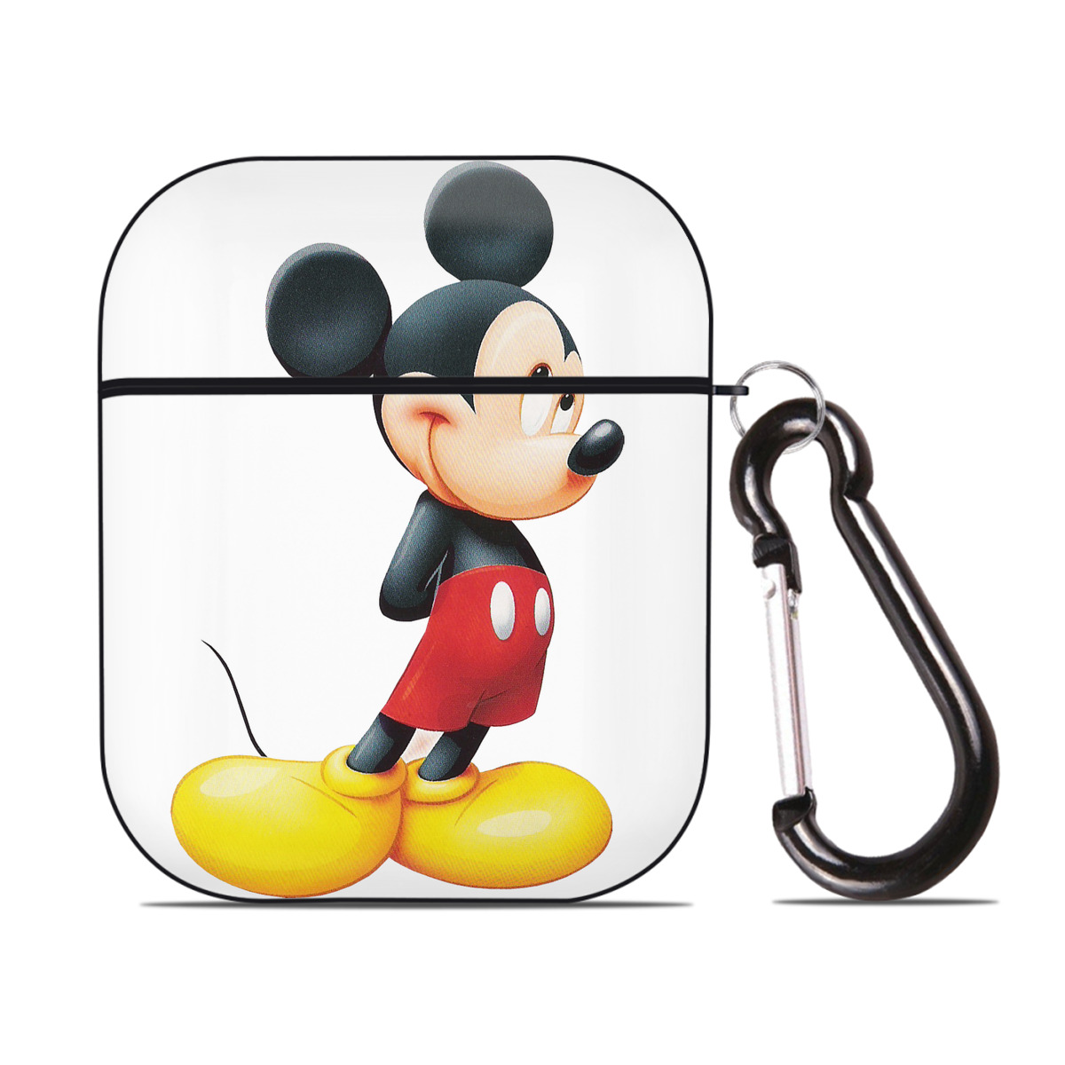 （画像用） ミッキーマウス Mickey Mouse AirPods 第2世代保護ケース ハードシェル ブラック 耐衝撃・防指紋・カラビナ付き