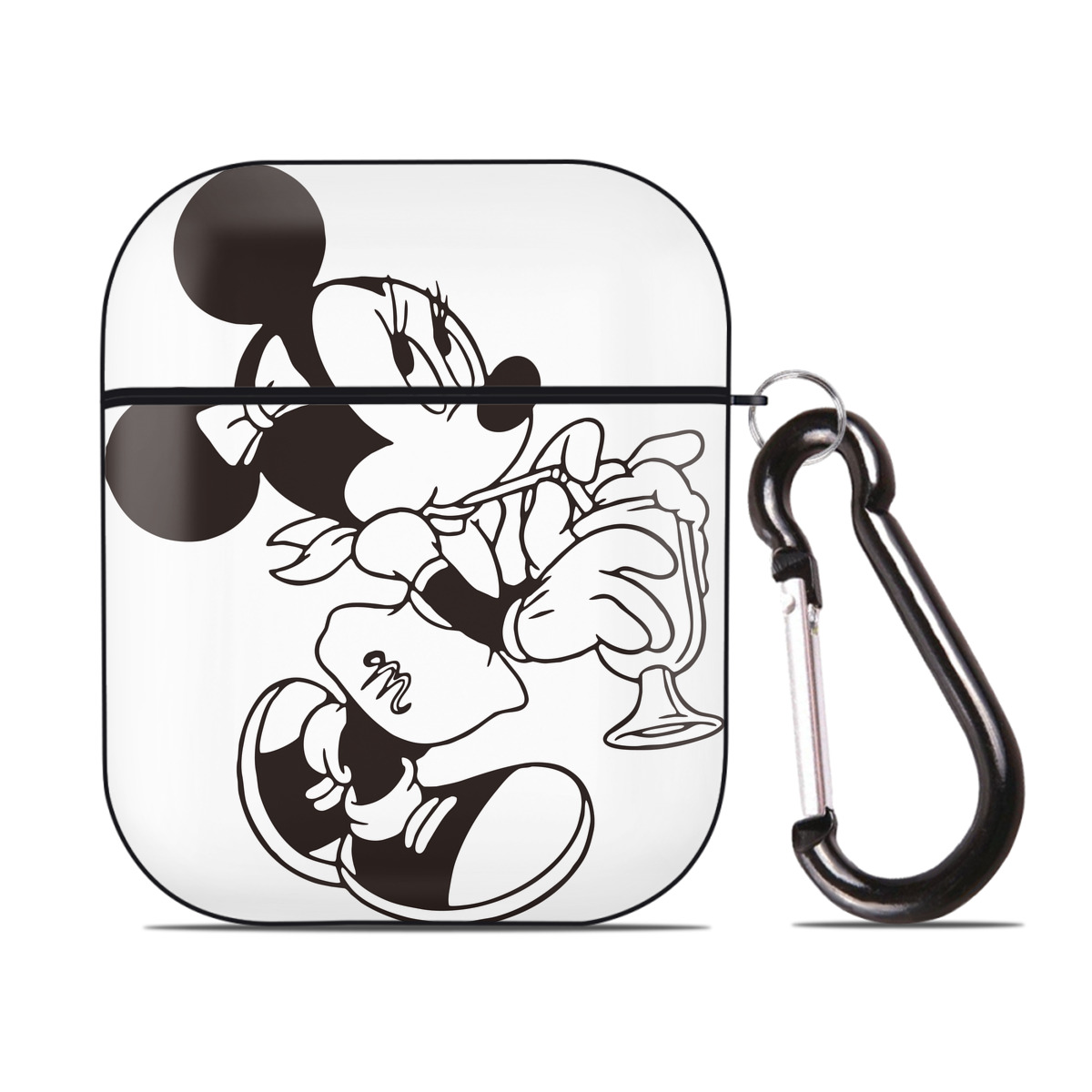 （画像用） ミッキーマウス Mickey Mouse AirPods 第2世代保護ケース ハードシェル ブラック 耐衝撃・防指紋・カラビナ付き