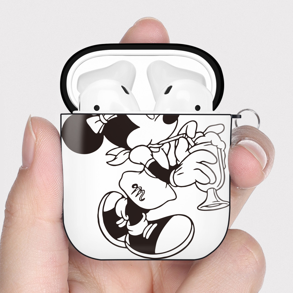 （画像用） ミッキーマウス Mickey Mouse AirPods 第2世代保護ケース ハードシェル ブラック 耐衝撃・防指紋・カラビナ付き