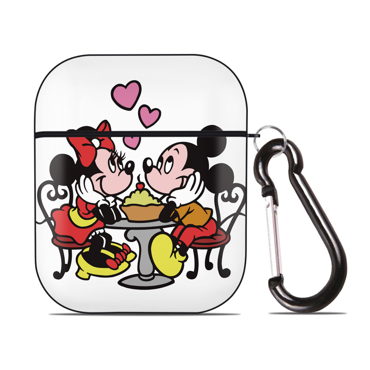 （画像用） ミッキーマウス Mickey Mouse AirPods 第2世代保護ケース ハードシェル ブラック 耐衝撃・防指紋・カラビナ付き