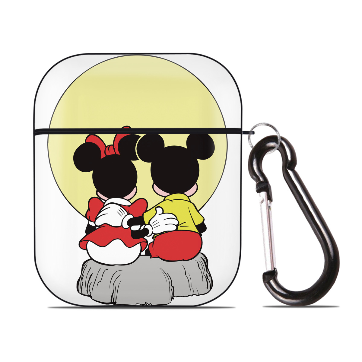 （画像用） ミッキーマウス Mickey Mouse AirPods 第2世代保護ケース ハードシェル ブラック 耐衝撃・防指紋・カラビナ付き