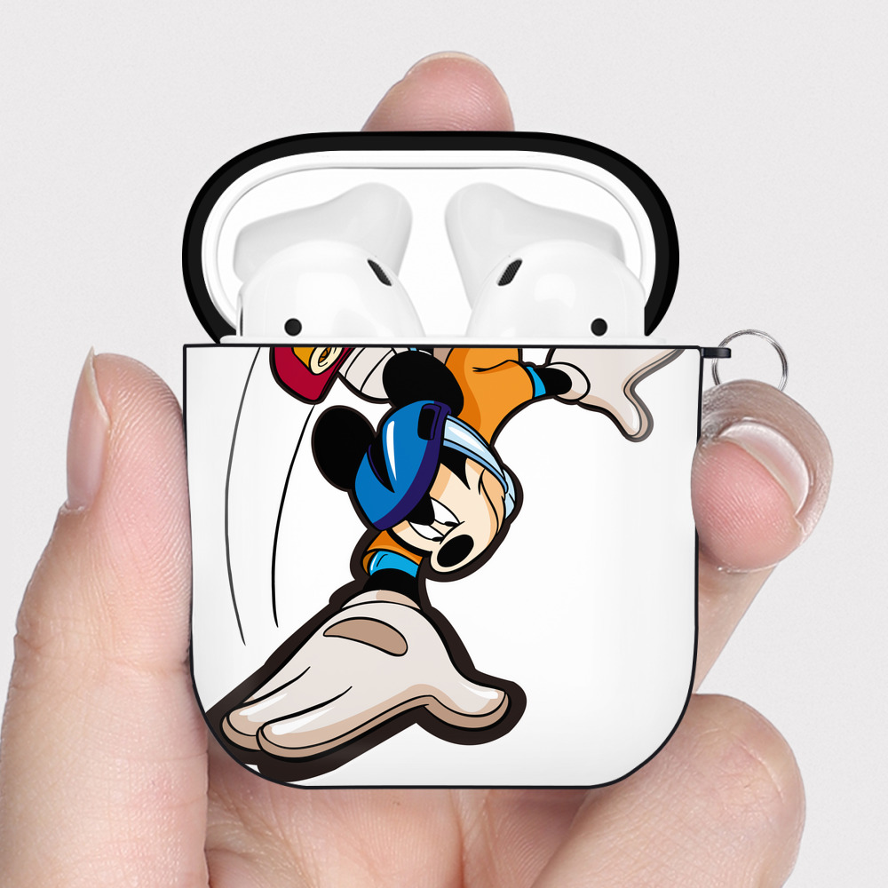 （画像用） ミッキーマウス Mickey Mouse AirPods 第2世代保護ケース ハードシェル ブラック 耐衝撃・防指紋・カラビナ付き