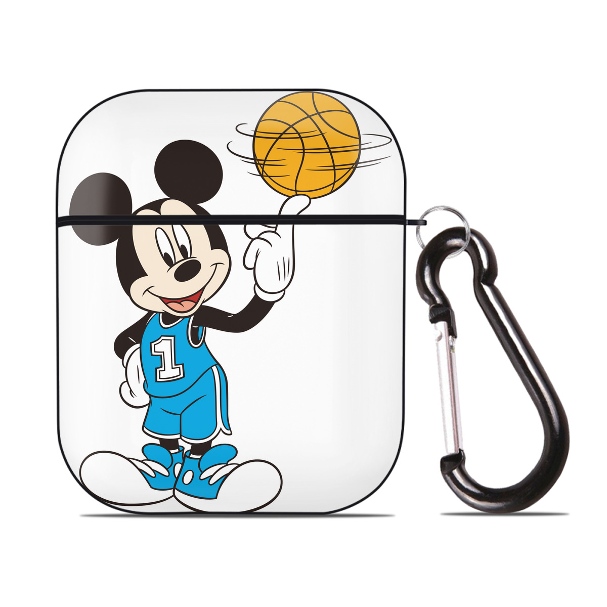 （画像用） ミッキーマウス Mickey Mouse AirPods 第2世代保護ケース ハードシェル ブラック 耐衝撃・防指紋・カラビナ付き