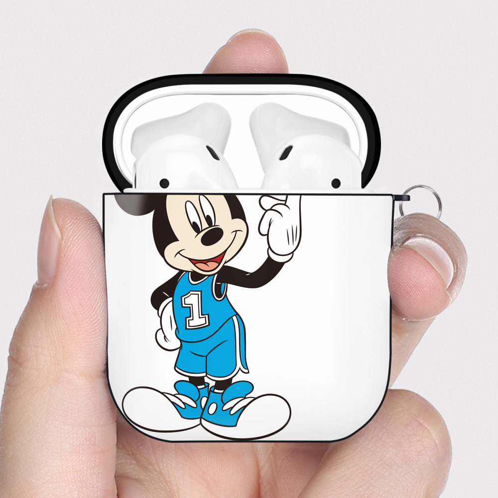 （画像用） ミッキーマウス Mickey Mouse AirPods 第2世代保護ケース ハードシェル ブラック 耐衝撃・防指紋・カラビナ付き