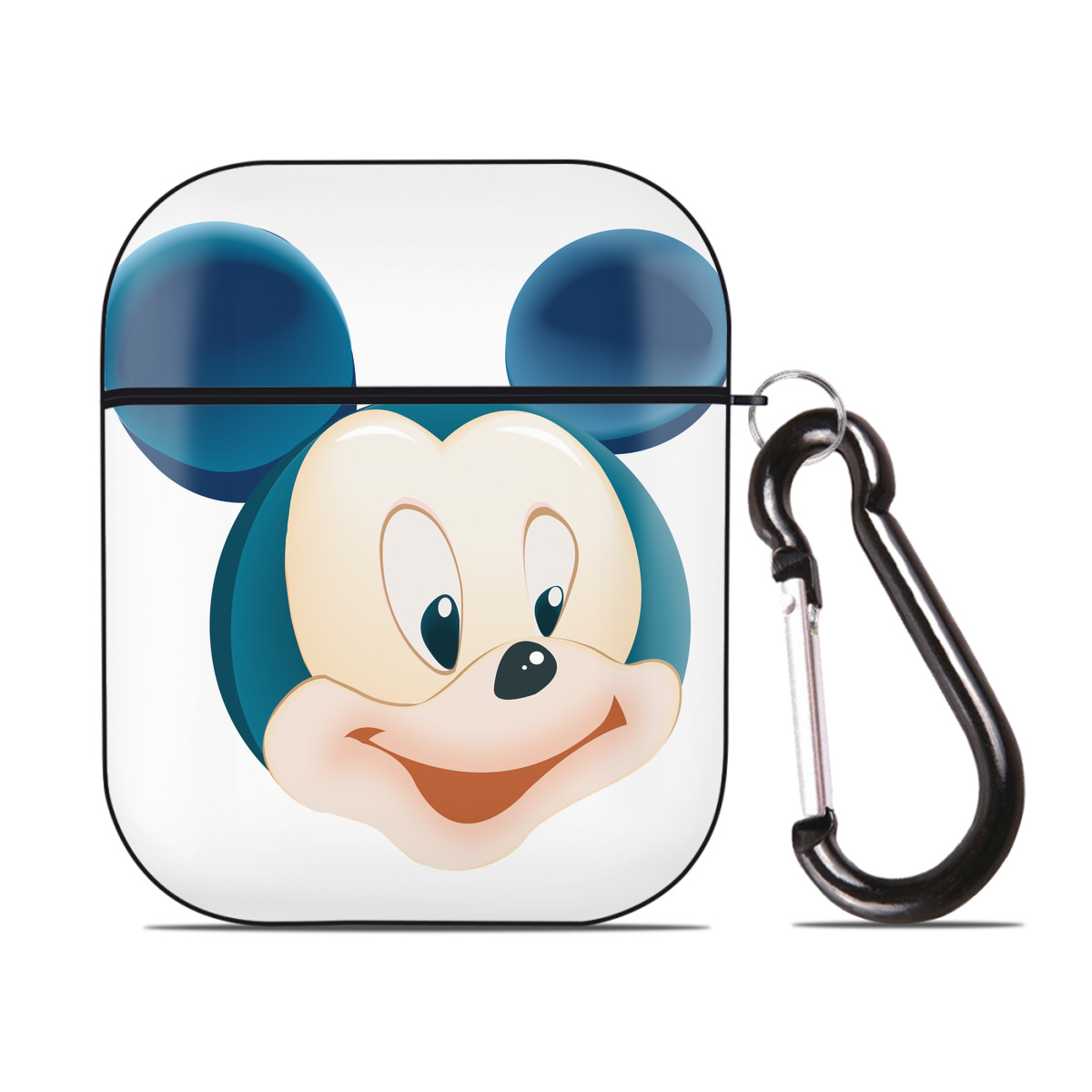 （画像用） ミッキーマウス Mickey Mouse AirPods 第2世代保護ケース ハードシェル ブラック 耐衝撃・防指紋・カラビナ付き