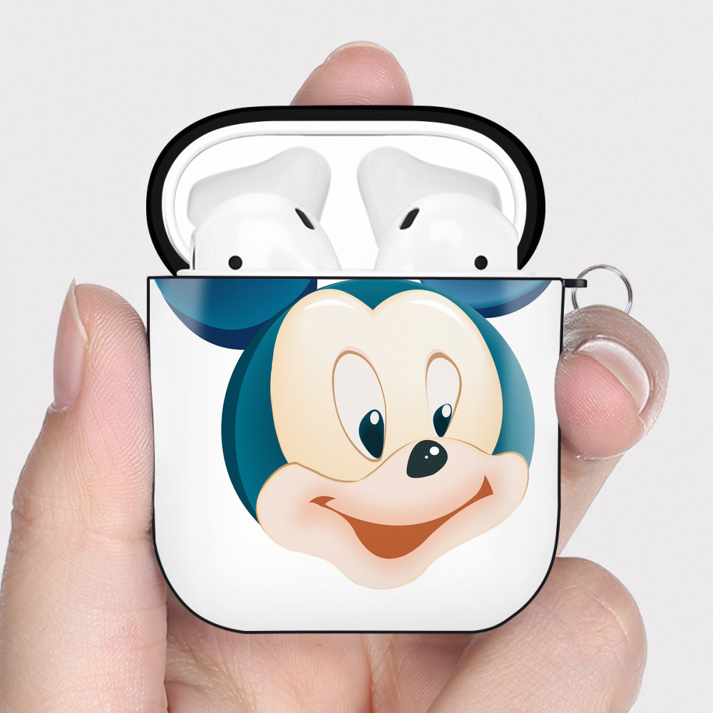（画像用） ミッキーマウス Mickey Mouse AirPods 第2世代保護ケース ハードシェル ブラック 耐衝撃・防指紋・カラビナ付き