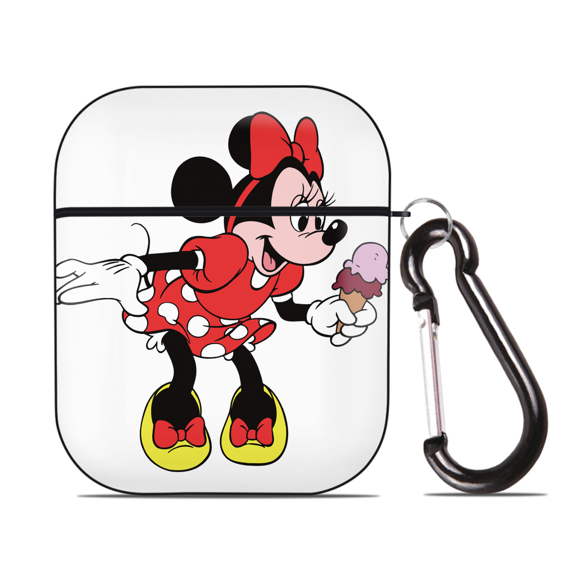 （画像用） ミッキーマウス Mickey Mouse AirPods 第2世代保護ケース ハードシェル ブラック 耐衝撃・防指紋・カラビナ付き
