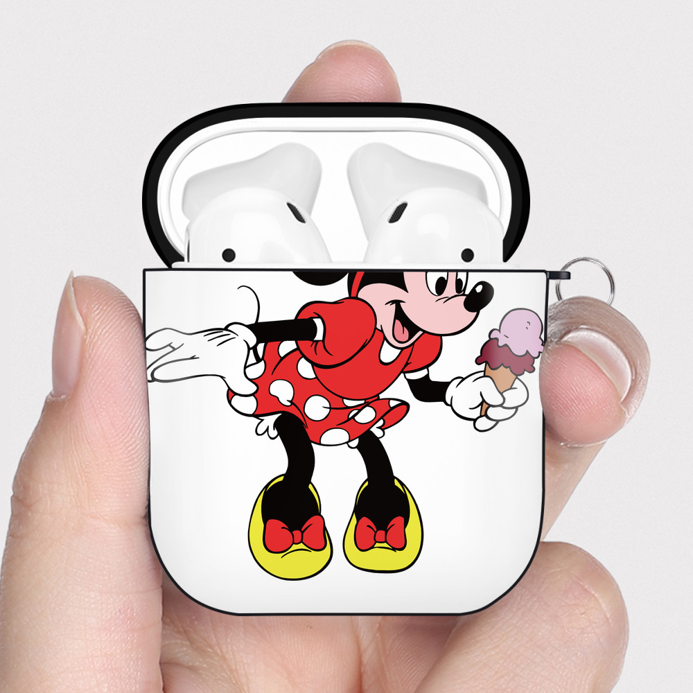 （画像用） ミッキーマウス Mickey Mouse AirPods 第2世代保護ケース ハードシェル ブラック 耐衝撃・防指紋・カラビナ付き
