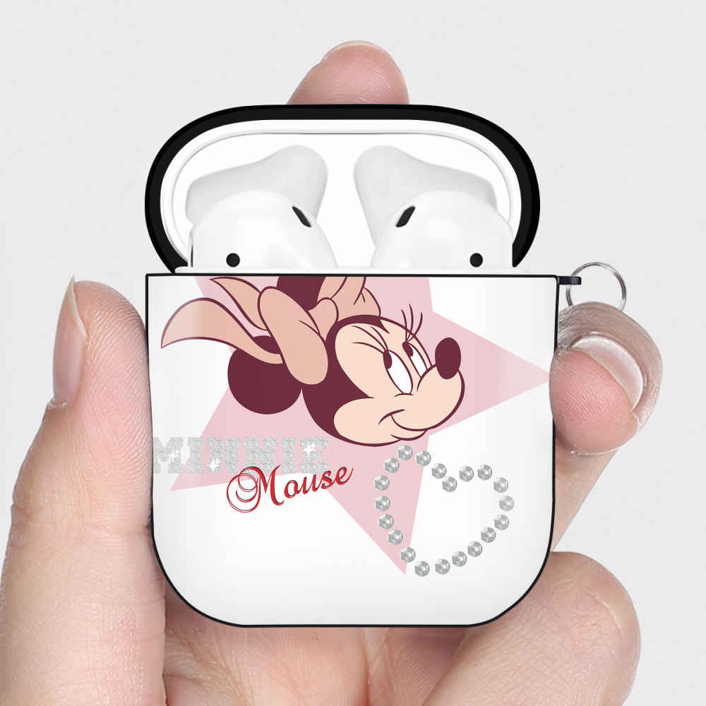 （画像用） ミッキーマウス Mickey Mouse AirPods 第2世代保護ケース ハードシェル ブラック 耐衝撃・防指紋・カラビナ付き