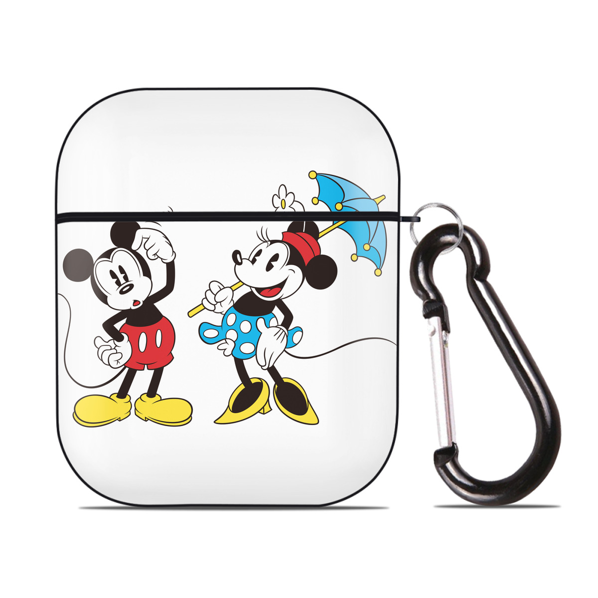 （画像用） ミッキーマウス Mickey Mouse AirPods 第2世代保護ケース ハードシェル ブラック 耐衝撃・防指紋・カラビナ付き