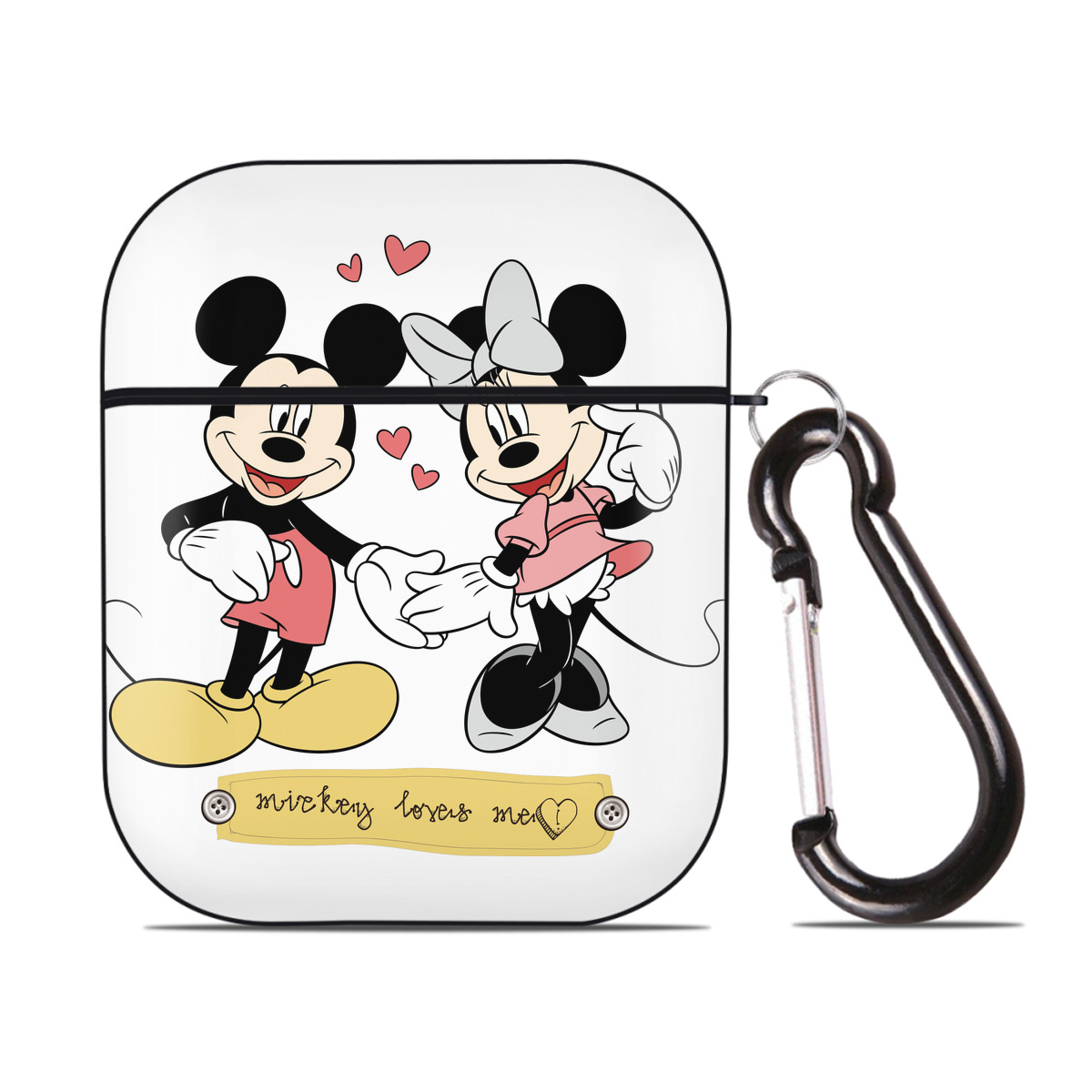（画像用） ミッキーマウス Mickey Mouse AirPods 第2世代保護ケース ハードシェル ブラック 耐衝撃・防指紋・カラビナ付き