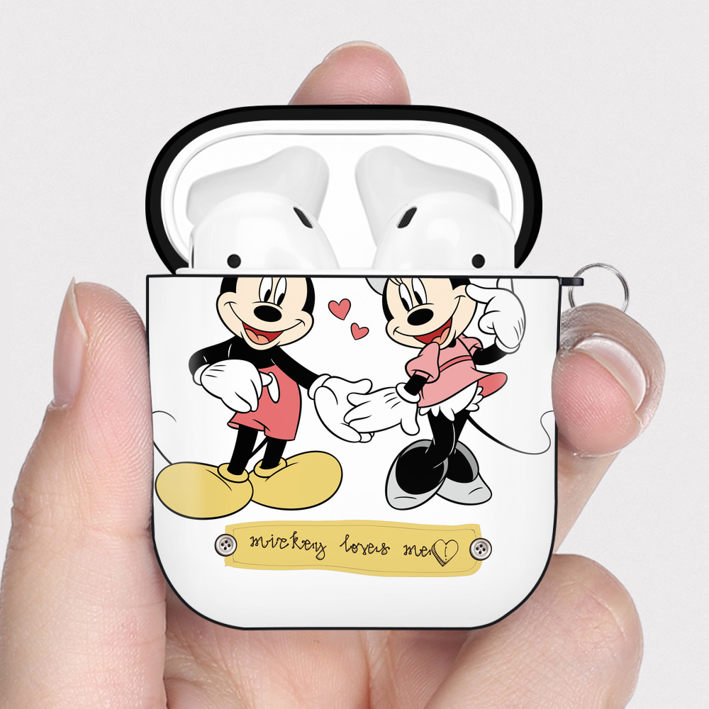 （画像用） ミッキーマウス Mickey Mouse AirPods 第2世代保護ケース ハードシェル ブラック 耐衝撃・防指紋・カラビナ付き