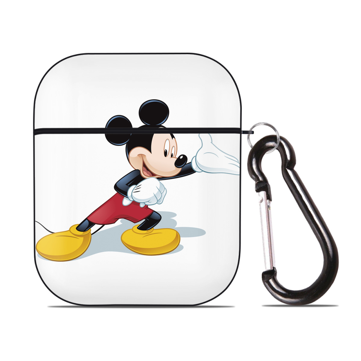 （画像用） ミッキーマウス Mickey Mouse AirPods 第2世代保護ケース ハードシェル ブラック 耐衝撃・防指紋・カラビナ付き