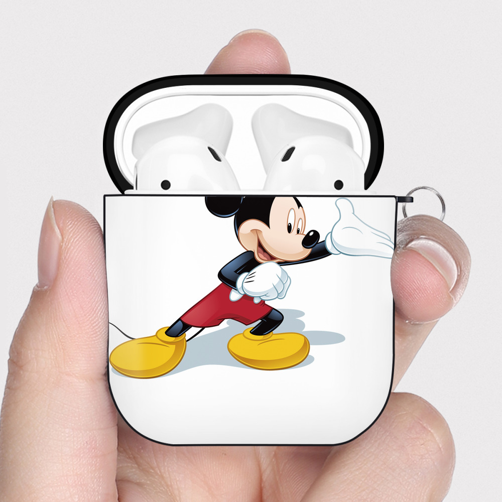 （画像用） ミッキーマウス Mickey Mouse AirPods 第2世代保護ケース ハードシェル ブラック 耐衝撃・防指紋・カラビナ付き