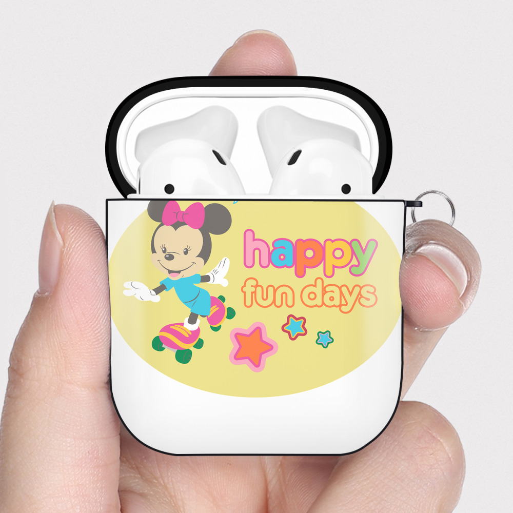 （画像用） ミッキーマウス Mickey Mouse AirPods 第2世代保護ケース ハードシェル ブラック 耐衝撃・防指紋・カラビナ付き