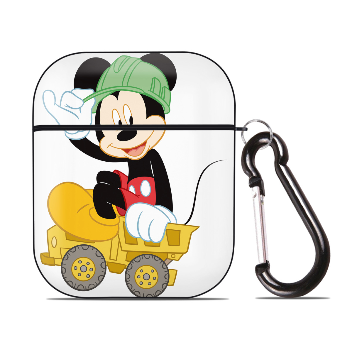 （画像用） ミッキーマウス Mickey Mouse AirPods 第2世代保護ケース ハードシェル ブラック 耐衝撃・防指紋・カラビナ付き
