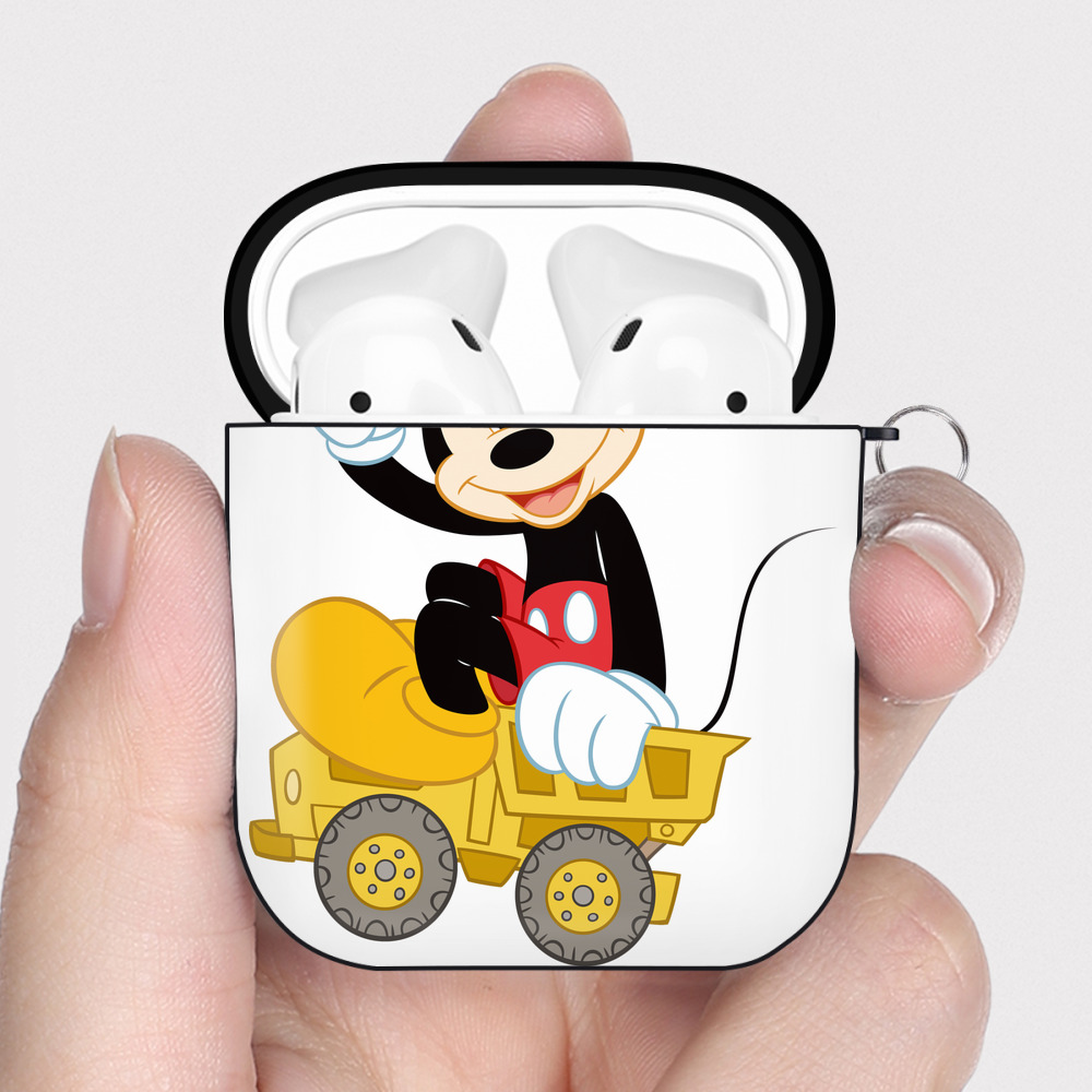 （画像用） ミッキーマウス Mickey Mouse AirPods 第2世代保護ケース ハードシェル ブラック 耐衝撃・防指紋・カラビナ付き