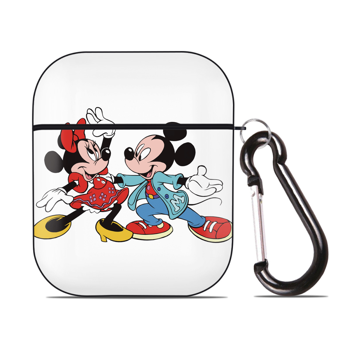 （画像用） ミッキーマウス Mickey Mouse AirPods 第2世代保護ケース ハードシェル ブラック 耐衝撃・防指紋・カラビナ付き
