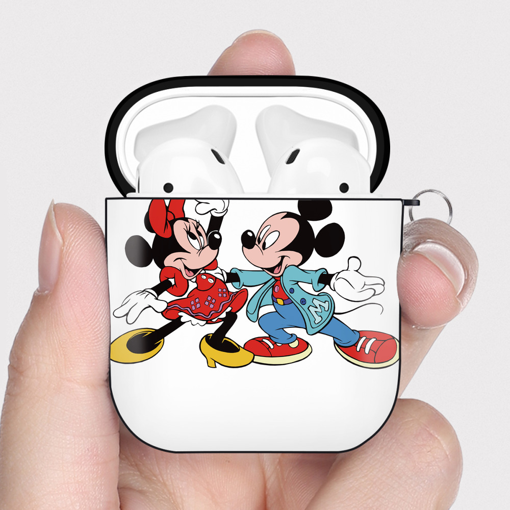 （画像用） ミッキーマウス Mickey Mouse AirPods 第2世代保護ケース ハードシェル ブラック 耐衝撃・防指紋・カラビナ付き