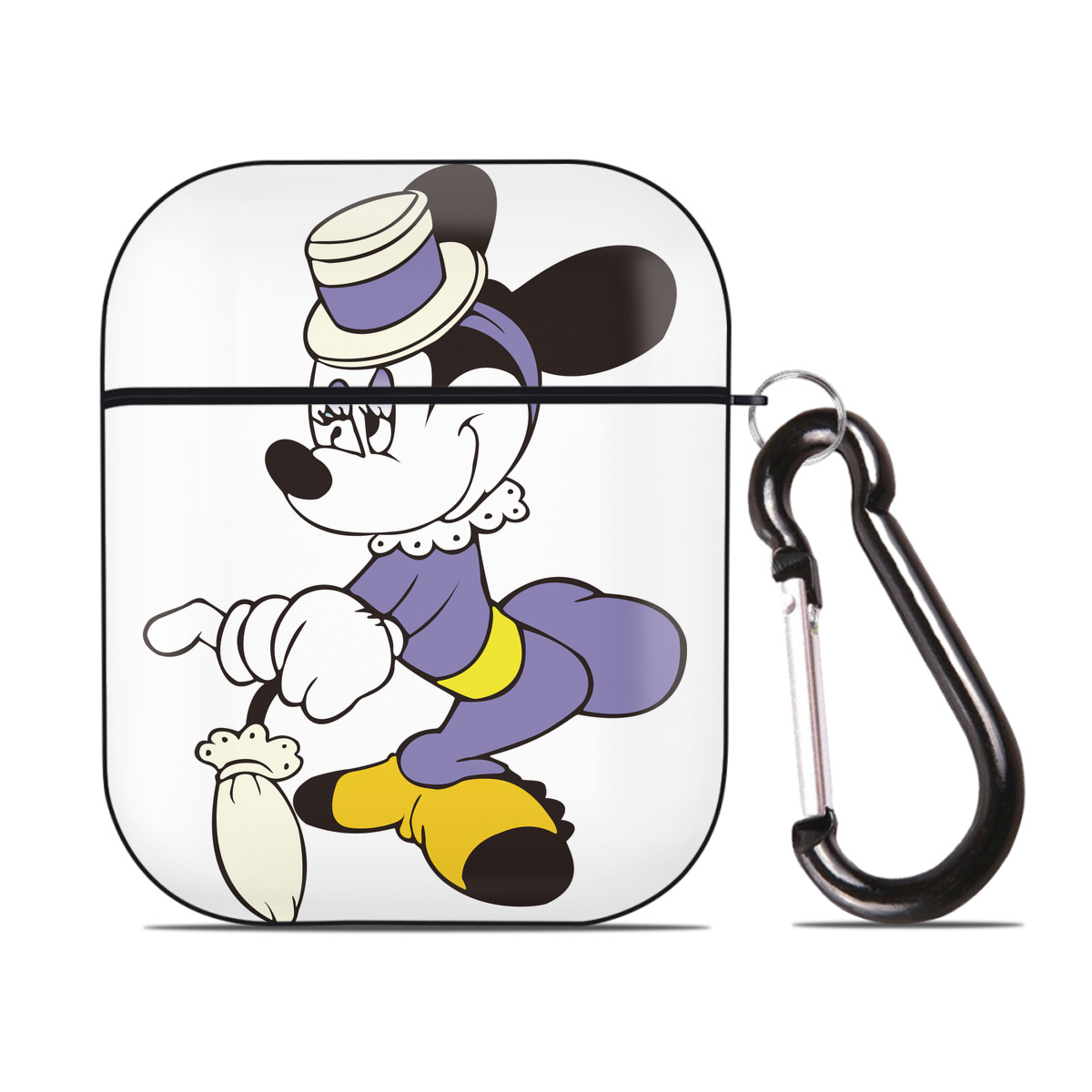 （画像用） ミッキーマウス Mickey Mouse AirPods 第2世代保護ケース ハードシェル ブラック 耐衝撃・防指紋・カラビナ付き
