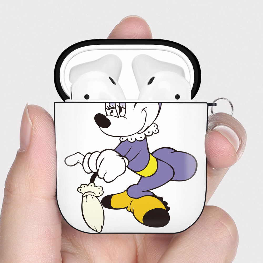 （画像用） ミッキーマウス Mickey Mouse AirPods 第2世代保護ケース ハードシェル ブラック 耐衝撃・防指紋・カラビナ付き