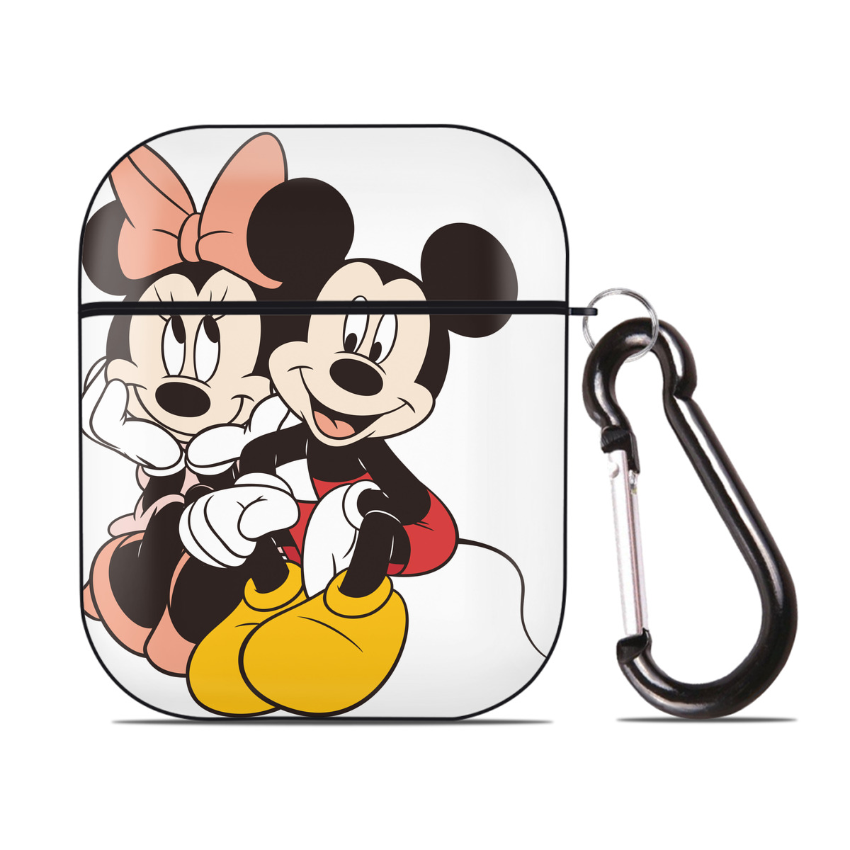 （画像用） ミッキーマウス Mickey Mouse AirPods 第2世代保護ケース ハードシェル ブラック 耐衝撃・防指紋・カラビナ付き