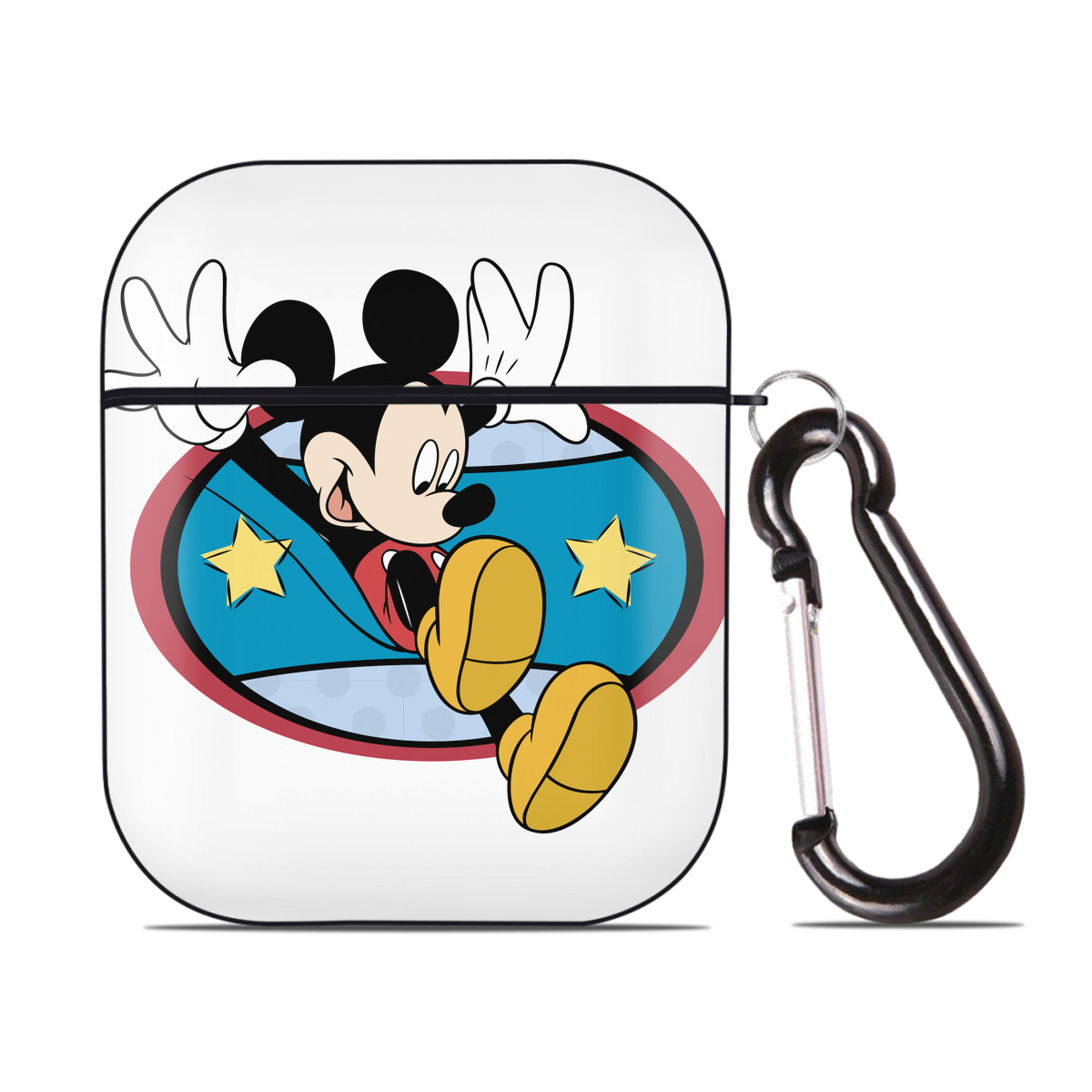 （画像用） ミッキーマウス Mickey Mouse AirPods 第2世代保護ケース ハードシェル ブラック 耐衝撃・防指紋・カラビナ付き