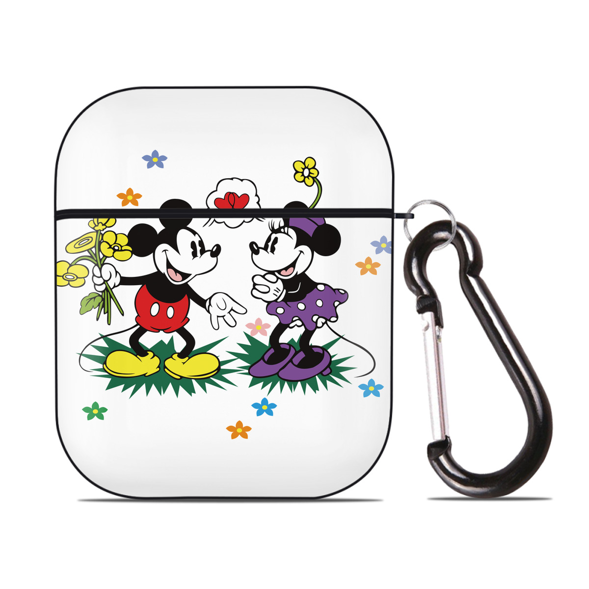 （画像用） ミッキーマウス Mickey Mouse AirPods 第2世代保護ケース ハードシェル ブラック 耐衝撃・防指紋・カラビナ付き