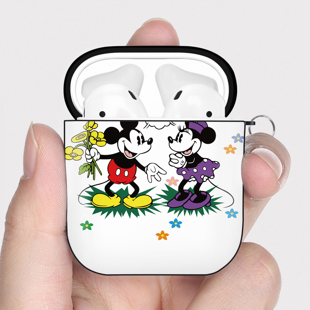 （画像用） ミッキーマウス Mickey Mouse AirPods 第2世代保護ケース ハードシェル ブラック 耐衝撃・防指紋・カラビナ付き
