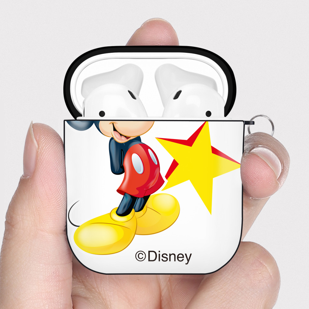 （画像用） ミッキーマウス Mickey Mouse AirPods 第2世代保護ケース ハードシェル ブラック 耐衝撃・防指紋・カラビナ付き