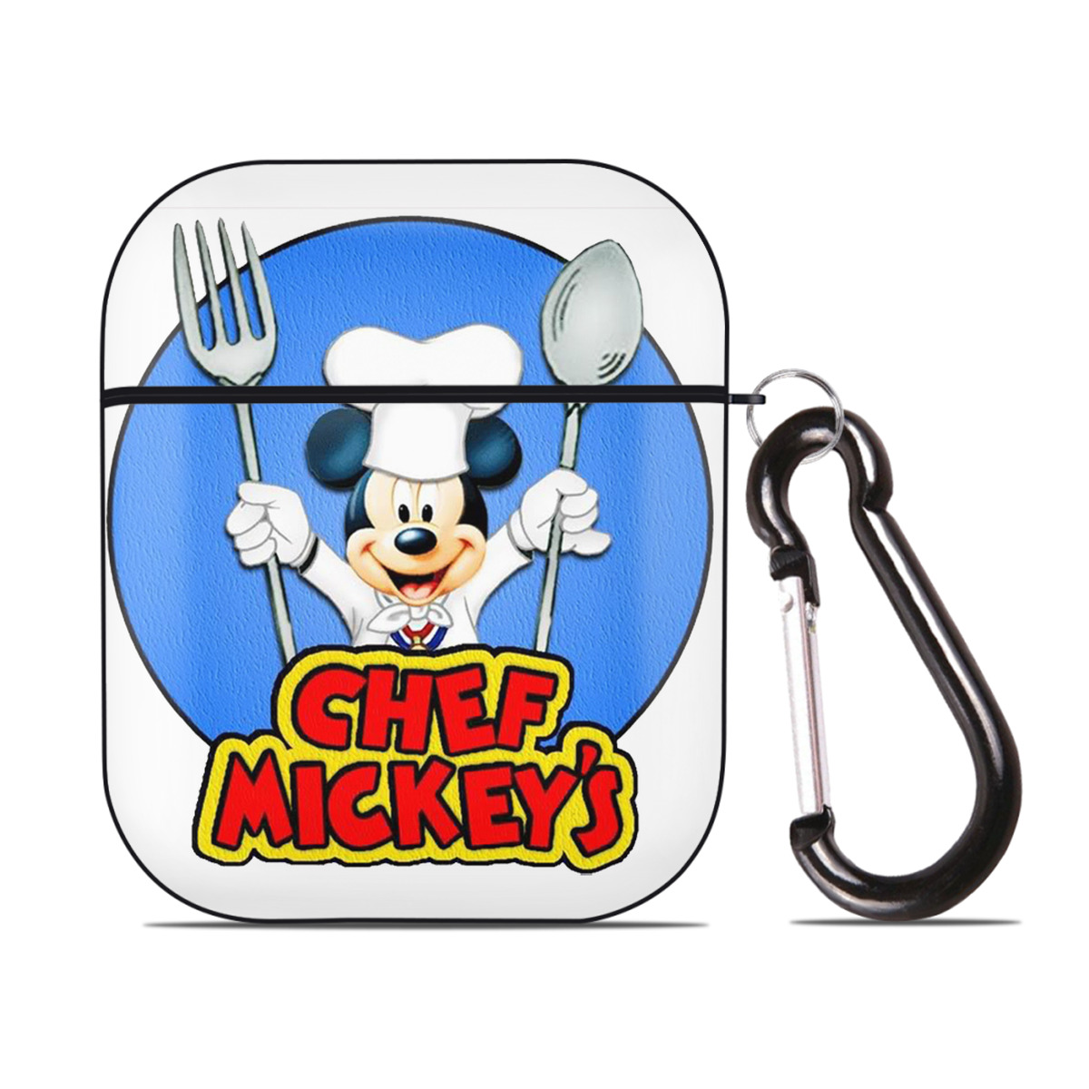 （画像用） ミッキーマウス Mickey Mouse AirPods 第2世代保護ケース ハードシェル ブラック 耐衝撃・防指紋・カラビナ付き