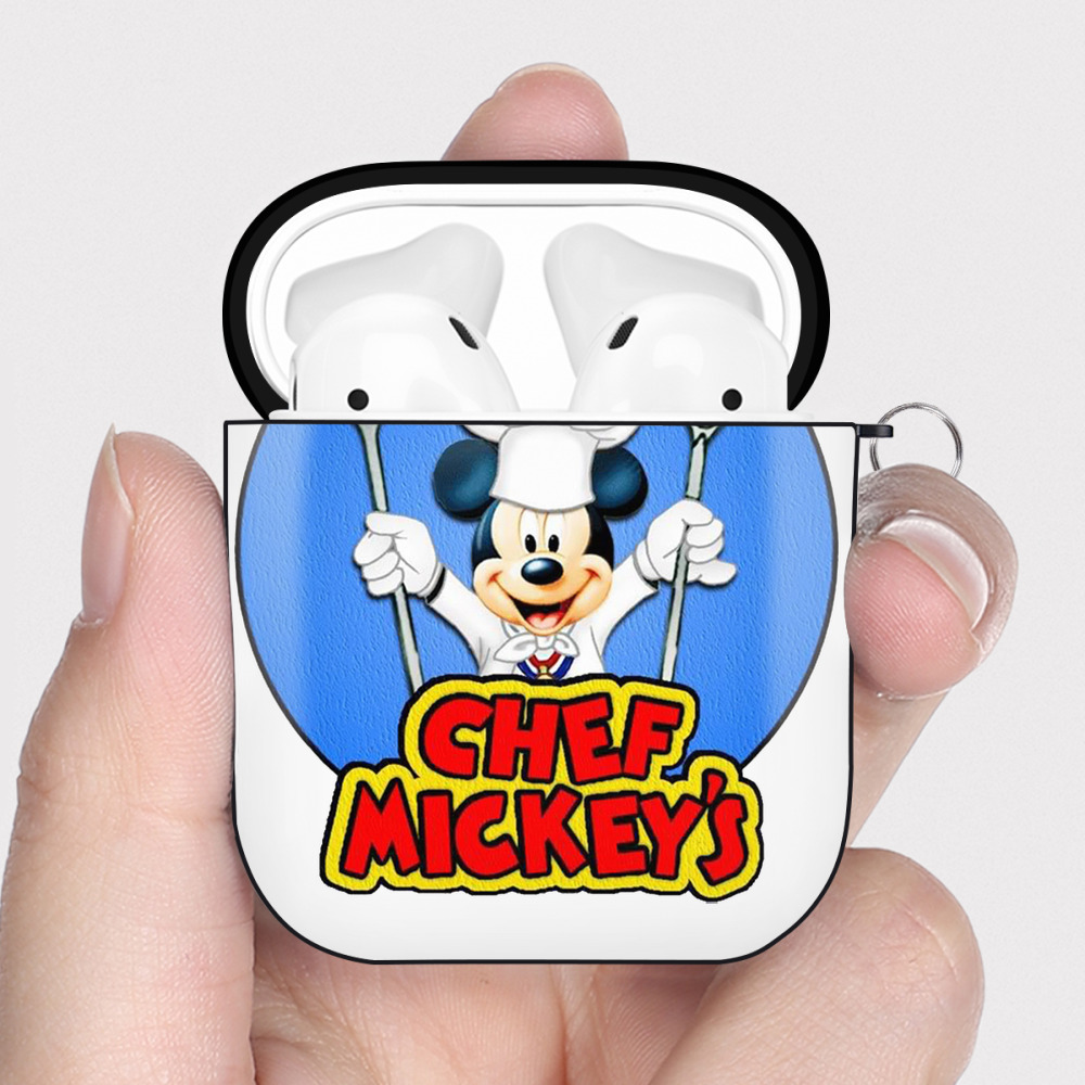 （画像用） ミッキーマウス Mickey Mouse AirPods 第2世代保護ケース ハードシェル ブラック 耐衝撃・防指紋・カラビナ付き