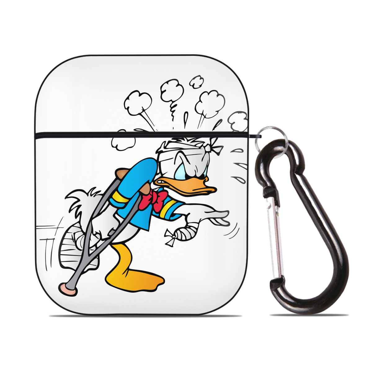 （画像用） ミッキーマウス Mickey Mouse AirPods 第2世代保護ケース ハードシェル ブラック 耐衝撃・防指紋・カラビナ付き