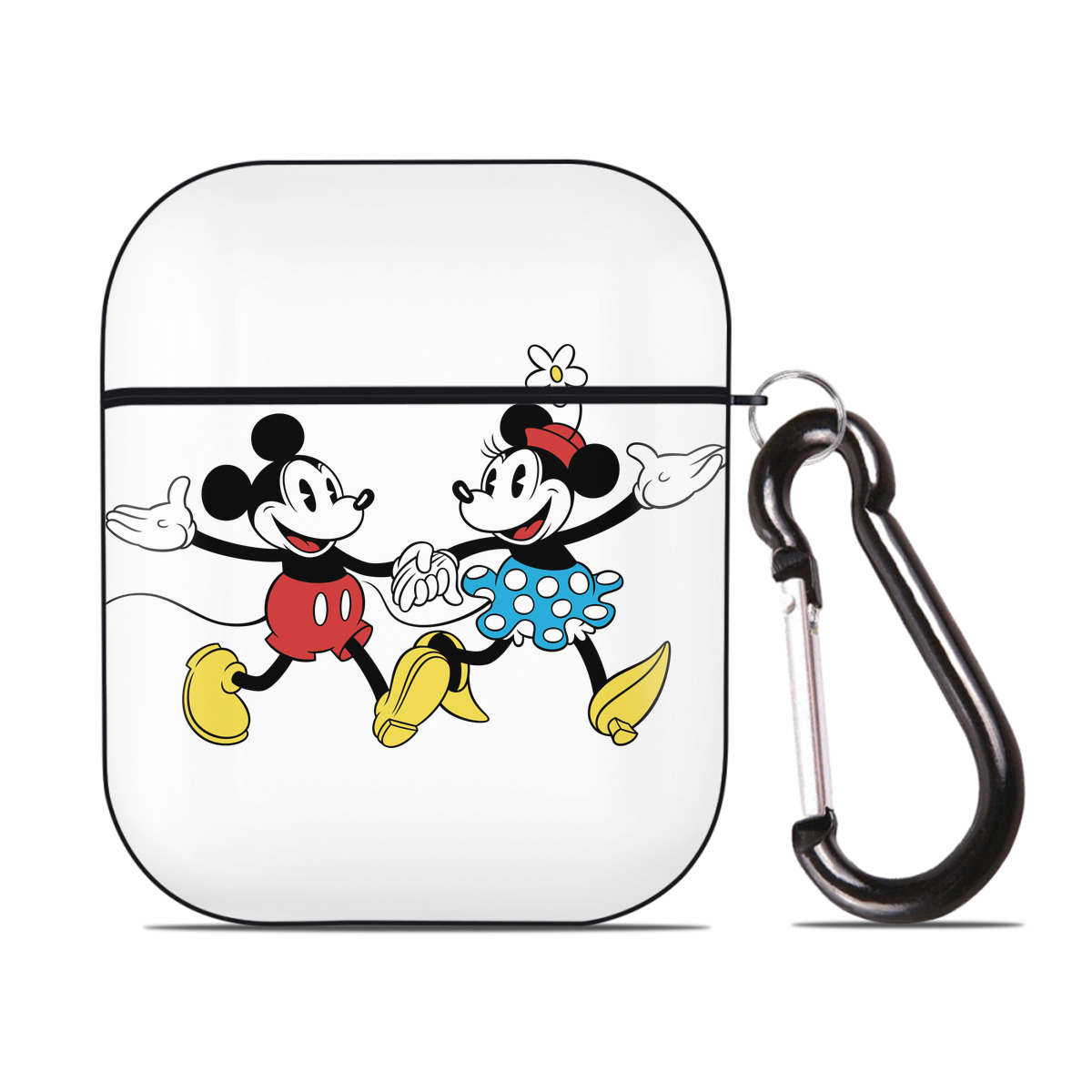 （画像用） ミッキーマウス Mickey Mouse AirPods 第2世代保護ケース ハードシェル ブラック 耐衝撃・防指紋・カラビナ付き