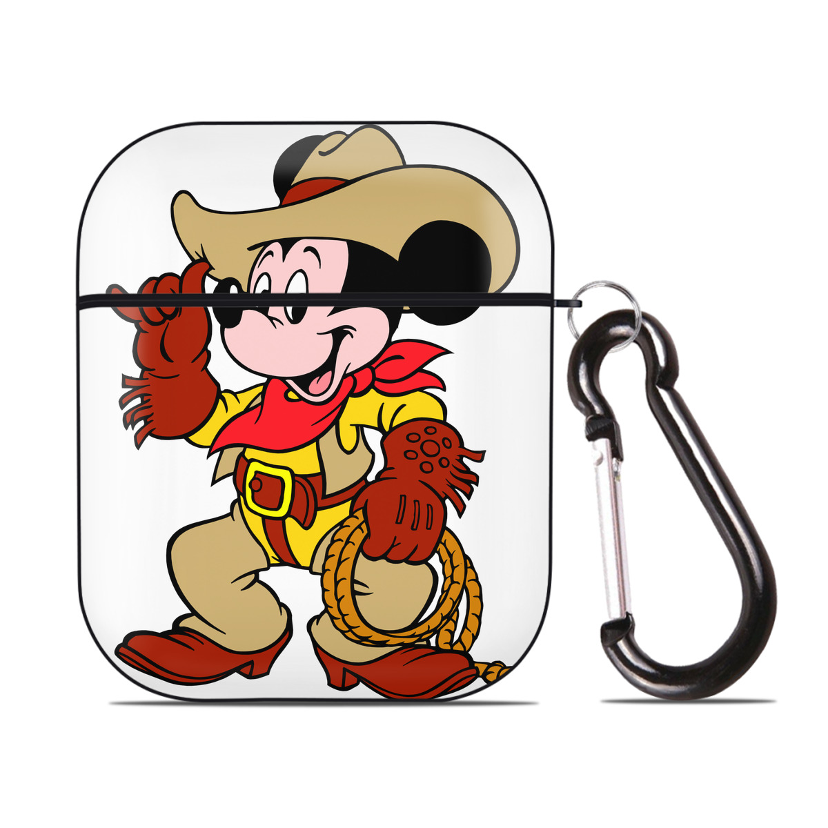 （画像用） ミッキーマウス Mickey Mouse AirPods 第2世代保護ケース ハードシェル ブラック 耐衝撃・防指紋・カラビナ付き