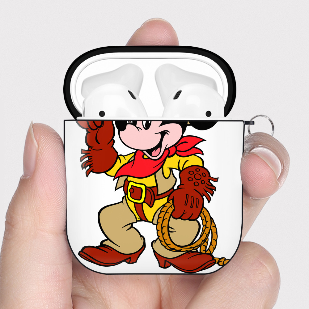 （画像用） ミッキーマウス Mickey Mouse AirPods 第2世代保護ケース ハードシェル ブラック 耐衝撃・防指紋・カラビナ付き