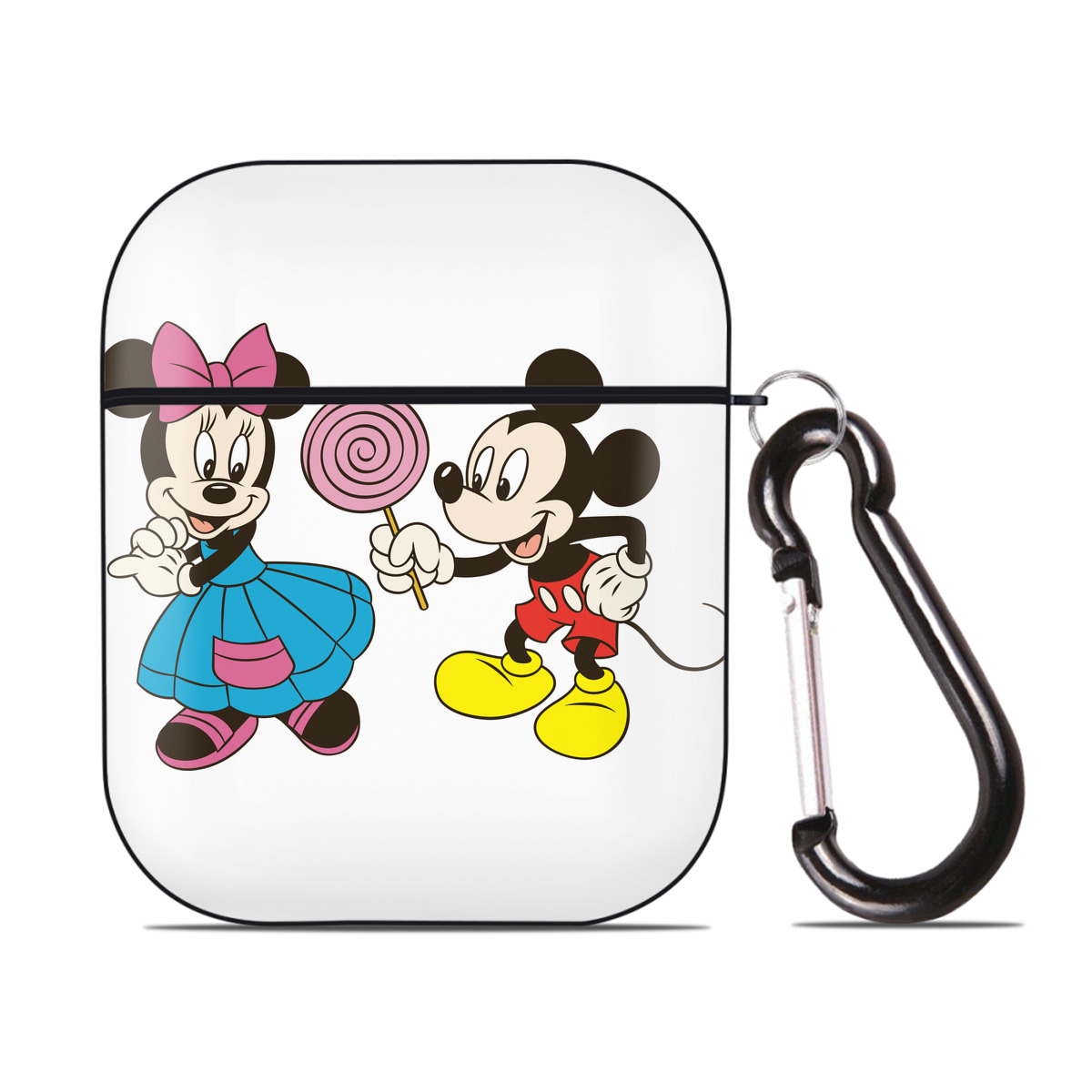 （画像用） ミッキーマウス Mickey Mouse AirPods 第2世代保護ケース ハードシェル ブラック 耐衝撃・防指紋・カラビナ付き