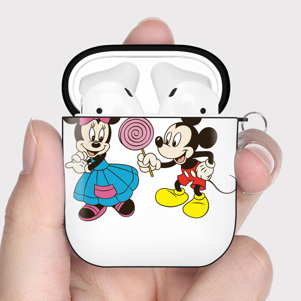 （画像用） ミッキーマウス Mickey Mouse AirPods 第2世代保護ケース ハードシェル ブラック 耐衝撃・防指紋・カラビナ付き
