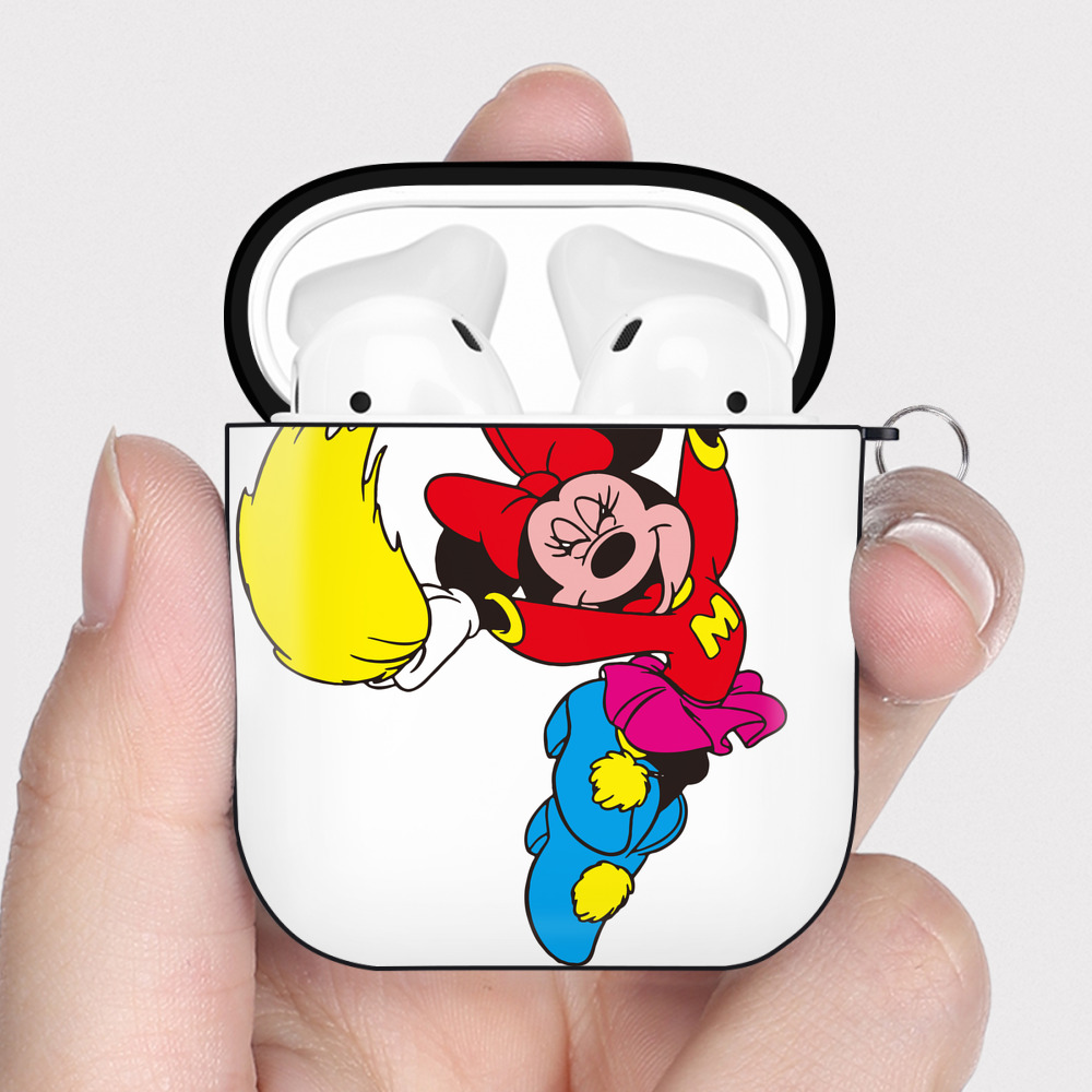 （画像用） ミッキーマウス Mickey Mouse AirPods 第2世代保護ケース ハードシェル ブラック 耐衝撃・防指紋・カラビナ付き